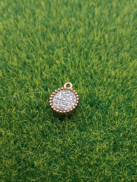 Jewelry - Gold-Tone Crystal Pavé Round Pendant Charm - Women Jewelry P409
